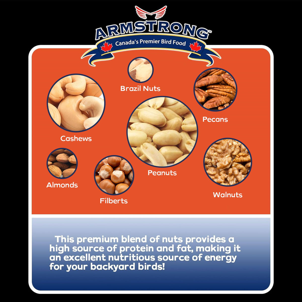 20 Pounds Bird Food with Peanuts Cashews Walnuts Pecans Almonds and Brazil Nuts R4822