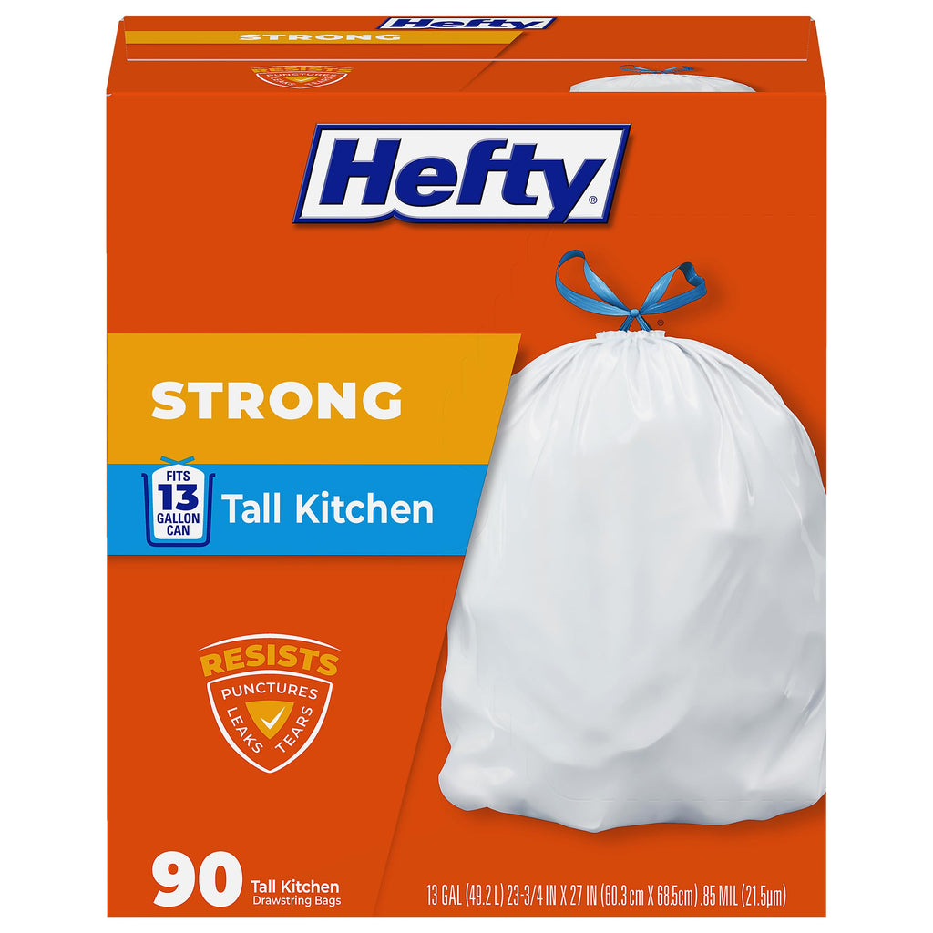 13G Tall Kitchen Trash Bags, White, Unscented, 90ct Z285426