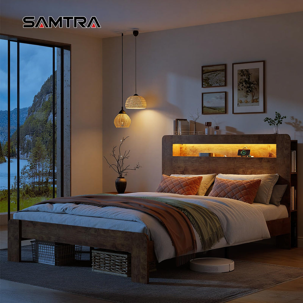 Queen Bed Frame with Wooden Headboard Q65720