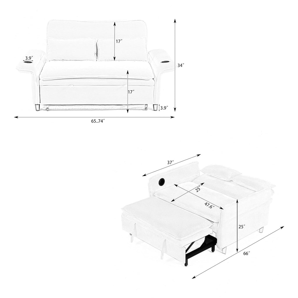 Pink Convertible Sleeper Sofa Bed M57468