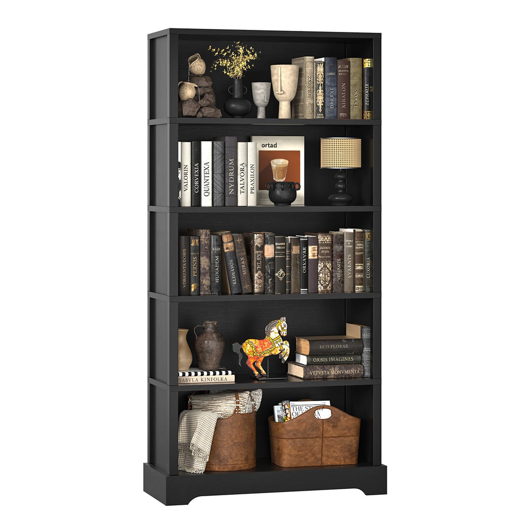 5 Tiers Wooden Bookshelf, 65.2" Tall 31.5" Wide Black Q291