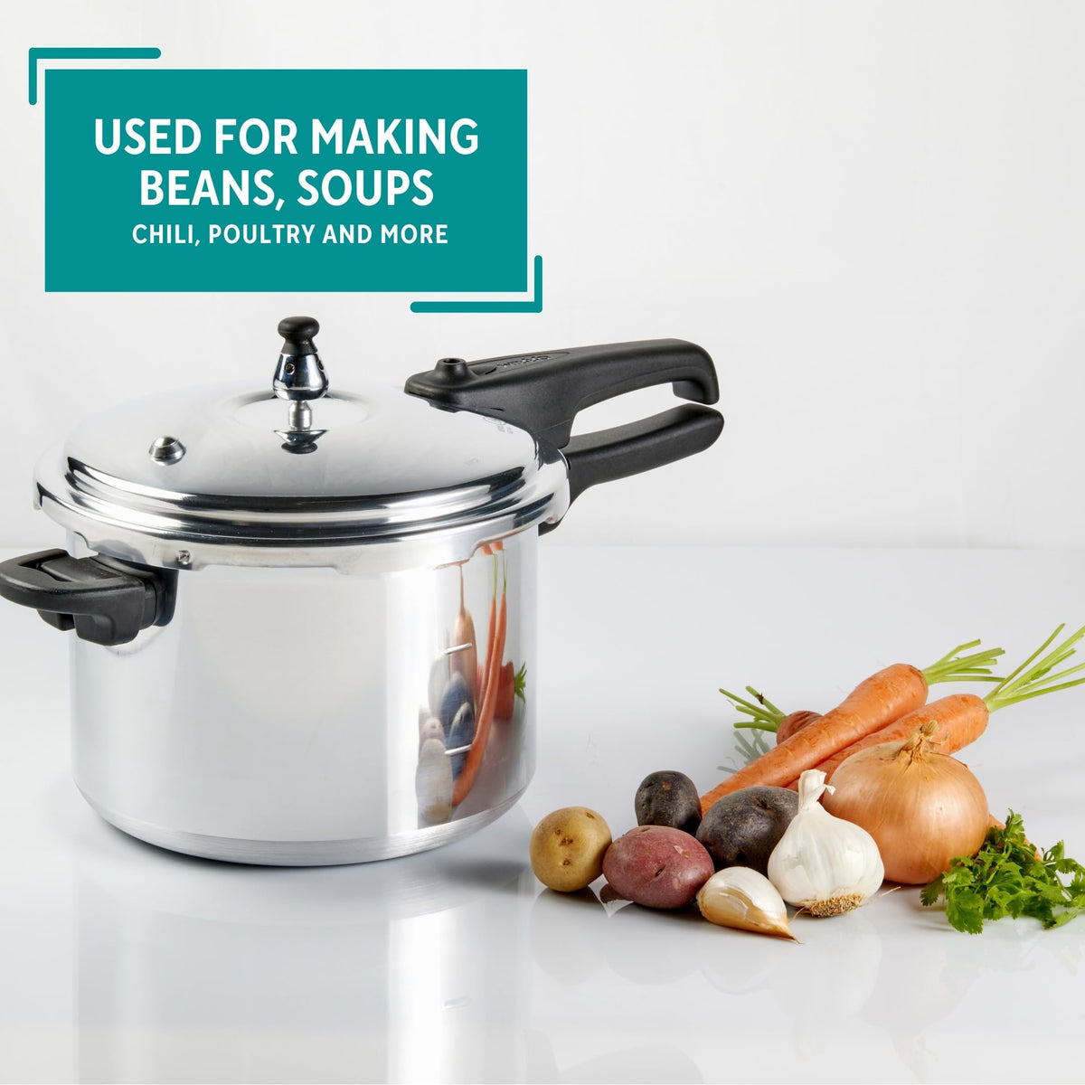 Polished Aluminum 8-Quart Pressure Cooker D4776
