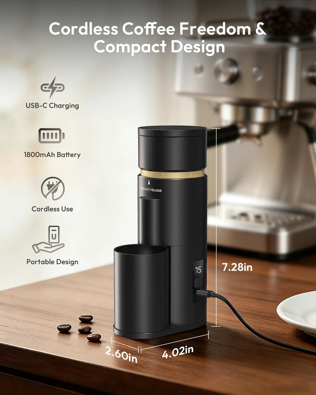 Rechargeable Single-Dose Burr Coffee Grinder M943