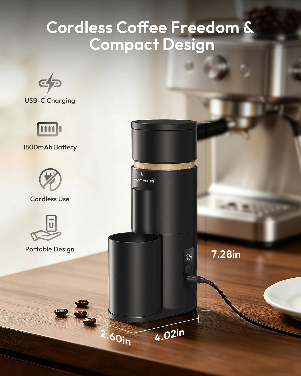 Rechargeable Single-Dose Burr Coffee Grinder M943
