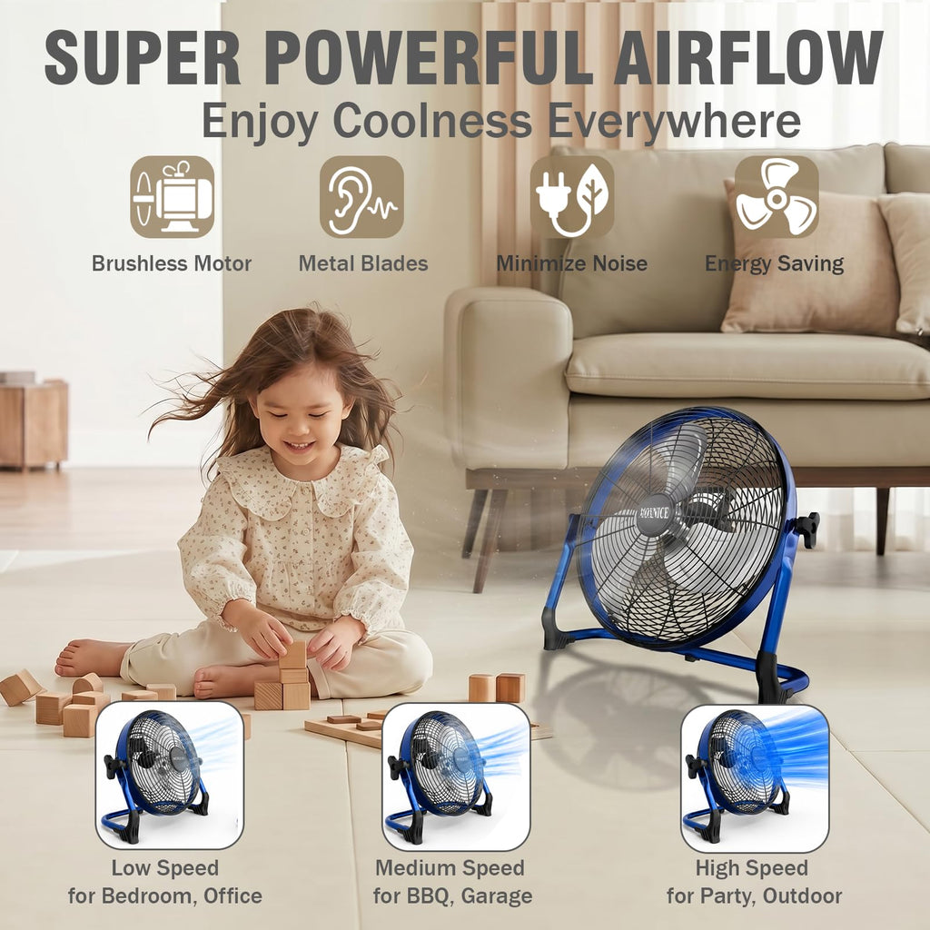 20" Portable Rechargeable Battery Operated Floor Fan N156