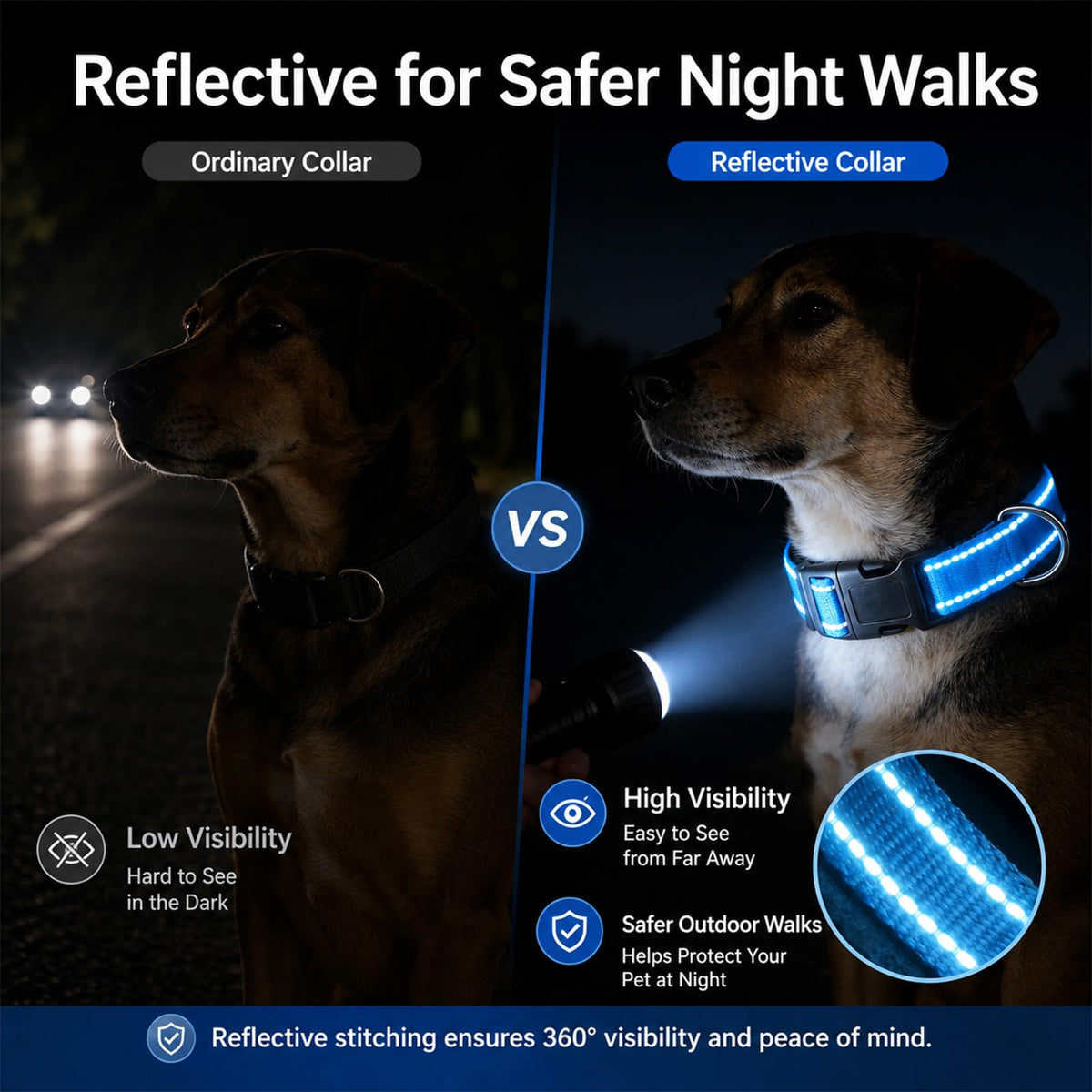 Adjustable Reflective Custom Dog Collar Y2489