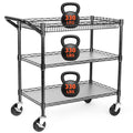 Heavy Duty 3 Tier Rolling Utility Cart with Wheels, Black B5848