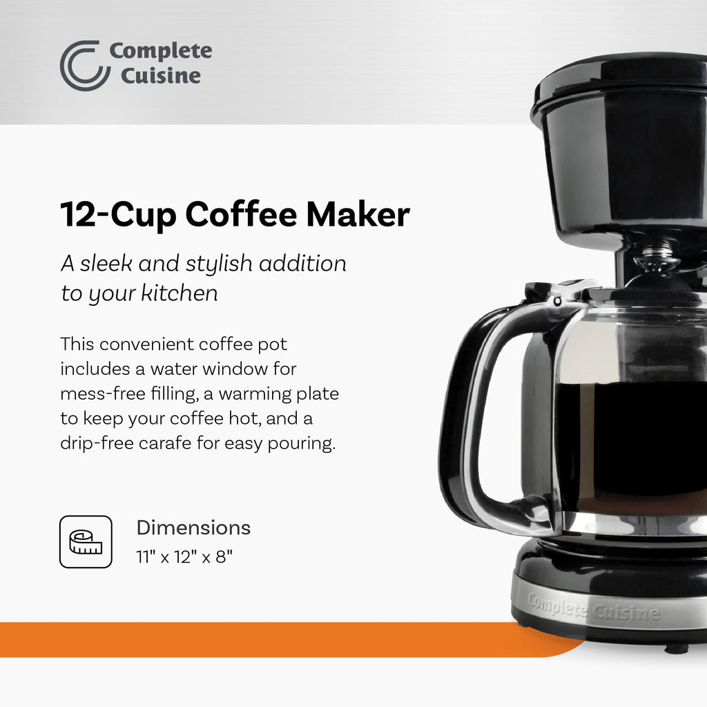 12-Cup Stainless-Steel Coffee Maker with Glass Carafe W555