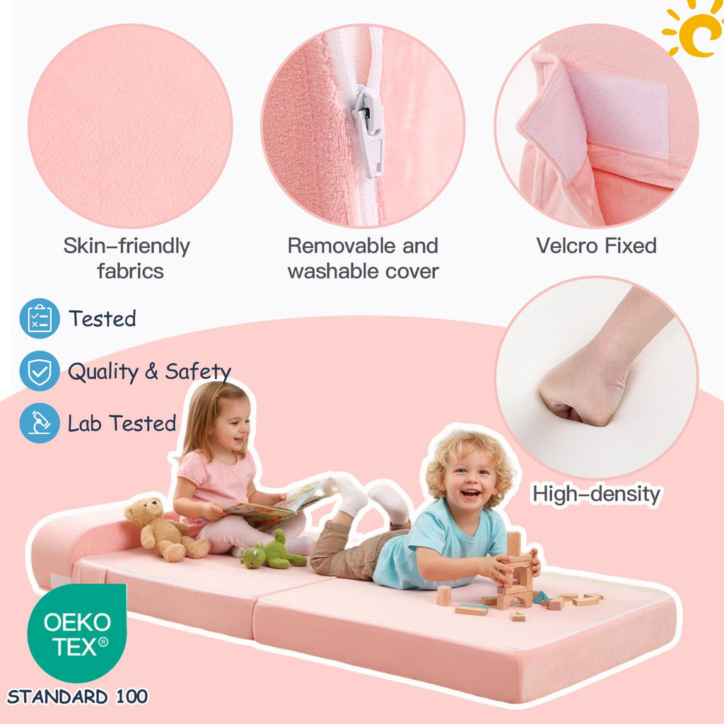 Pink Folding Sofa Bed with Removable Cover H12336