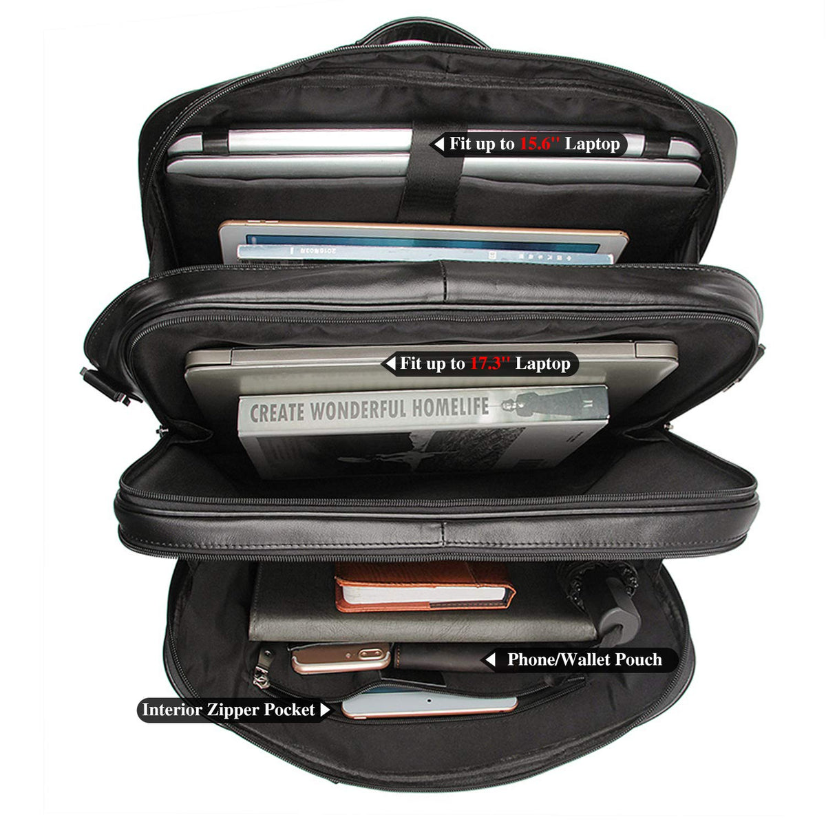 Cowhide Leather 17.3 Inch Messenger Bag Laptop Briefcase C887806