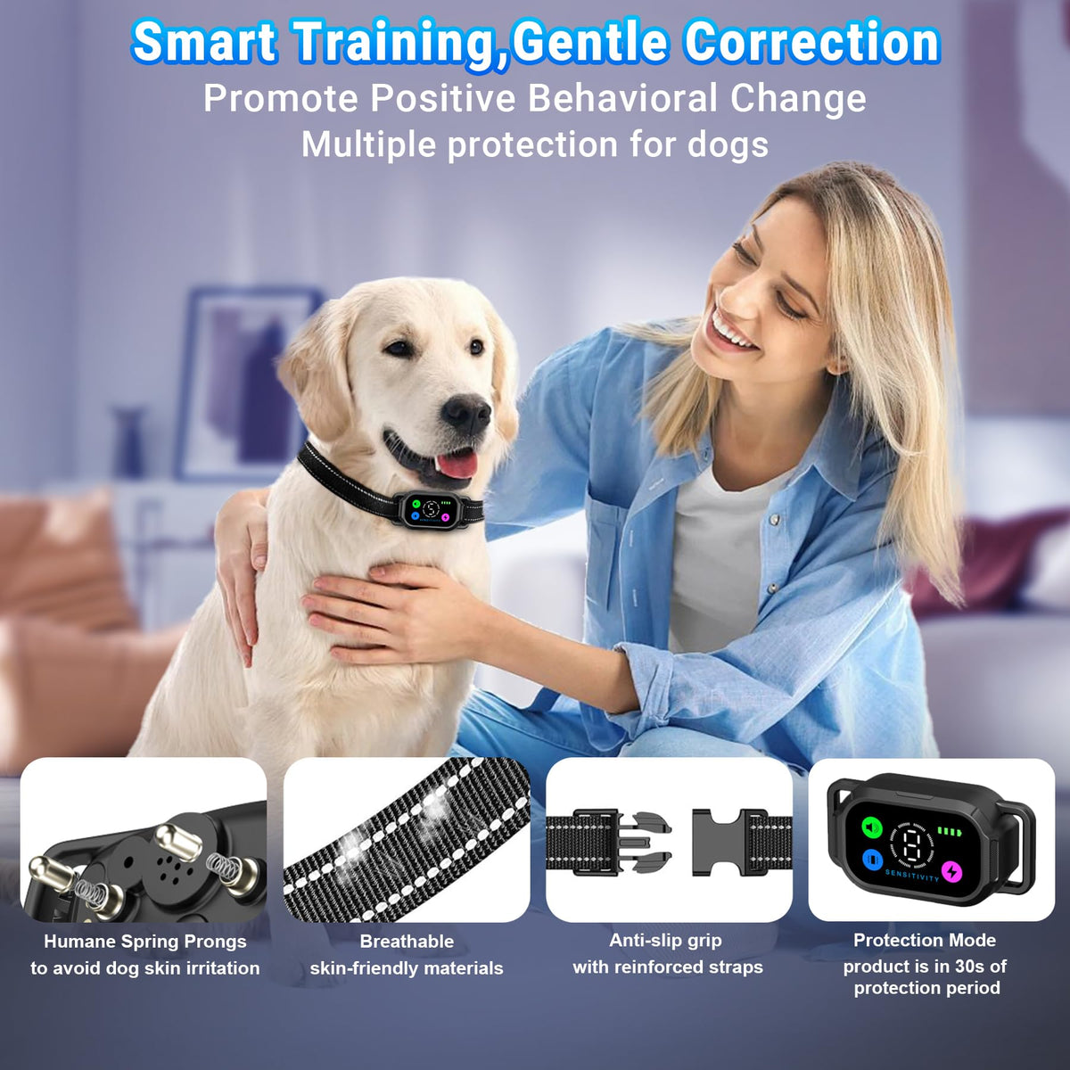Dog Bark Collar with Remote Control, 2-in-1 Automatic & Manual Training Collar F652