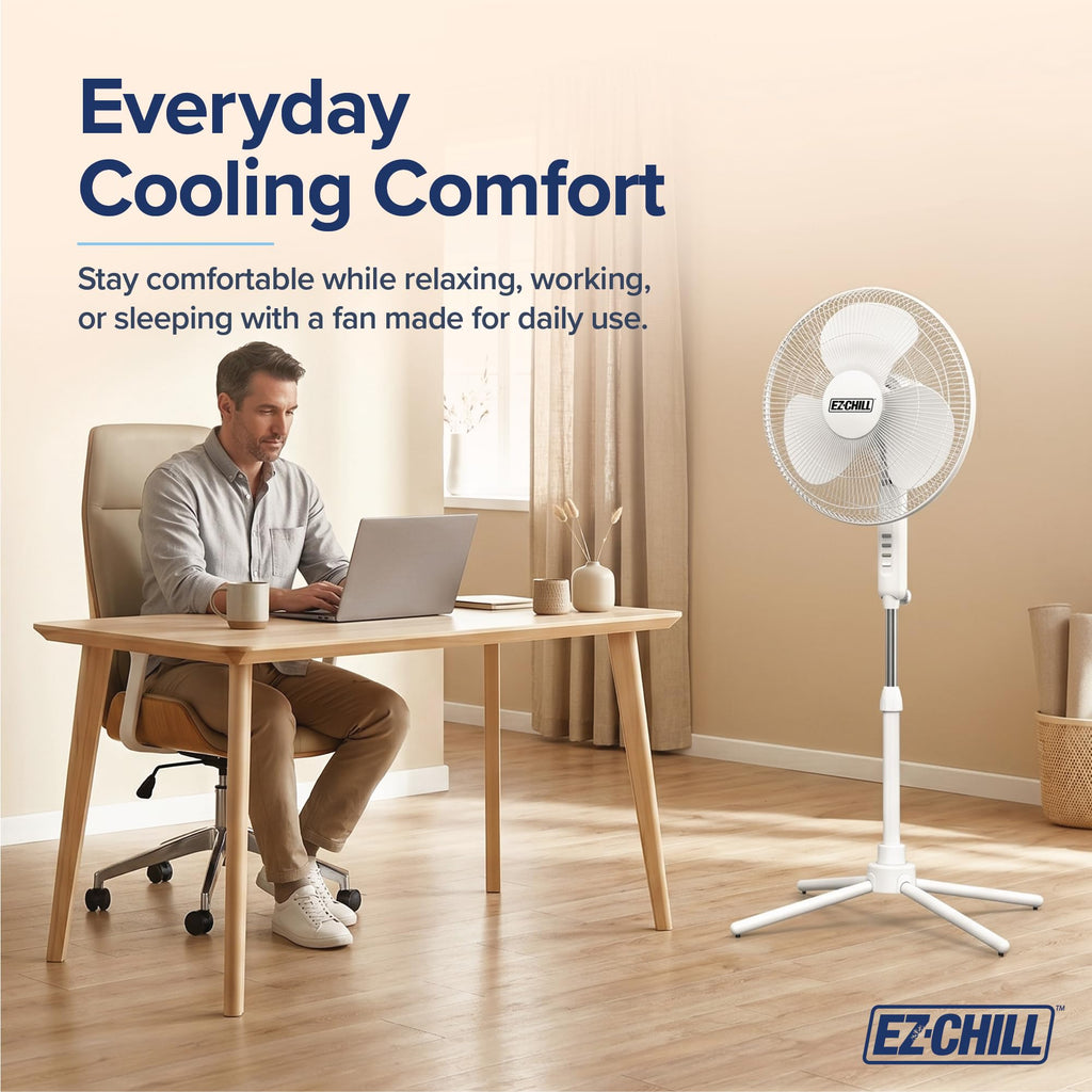 16" Oscillating Pedestal Fan White N97549