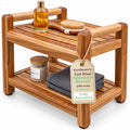 20" Teak Shower Bench with Arms & Storage Shelf O772343