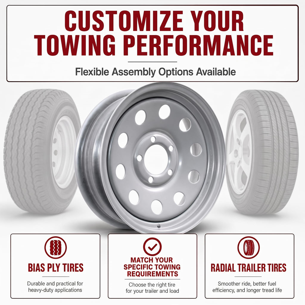 15 Inch 5 Lug Silver Trailer Wheel Q86295