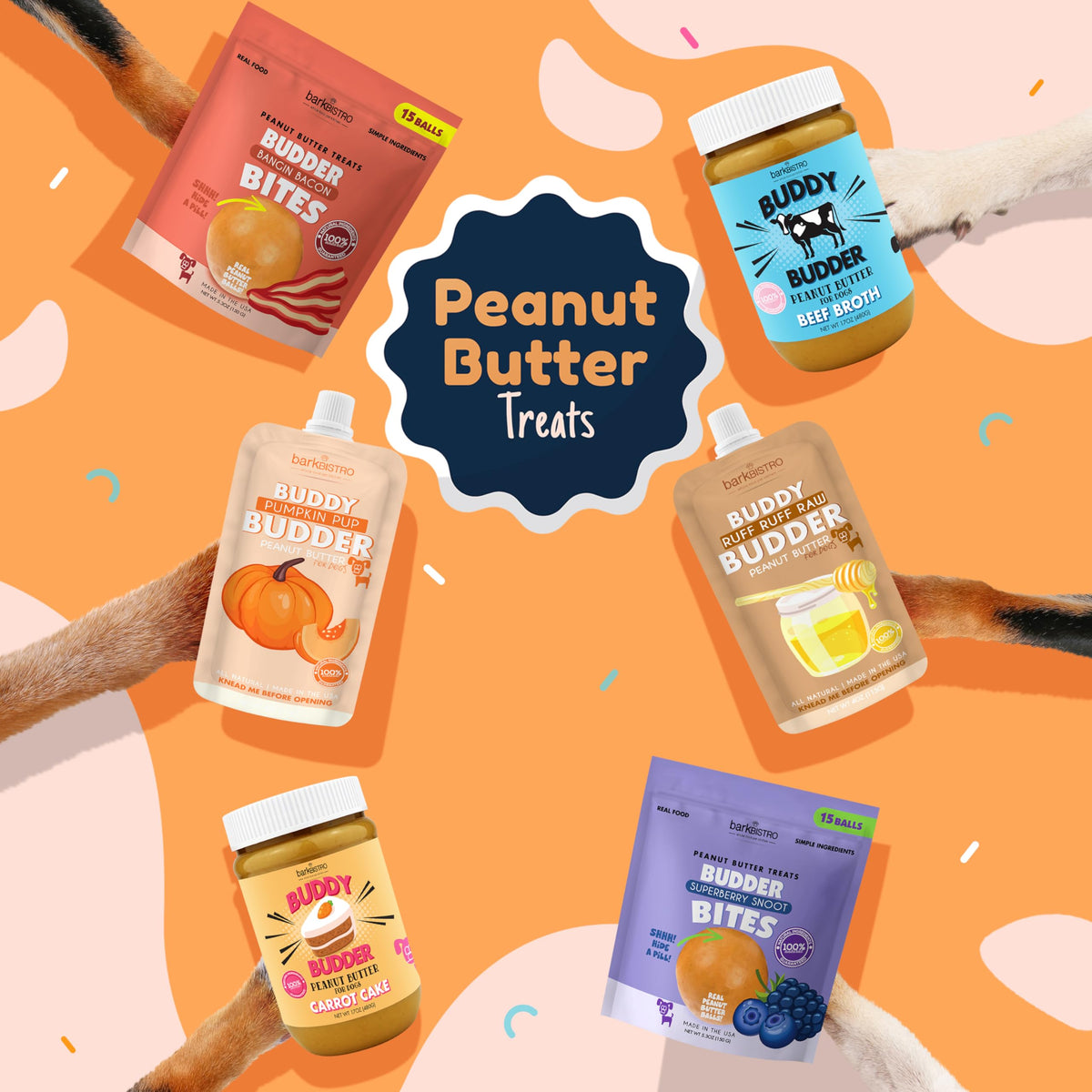 100% All Natural Peanut Butter Dog Treats Set of 2 17oz Jars with Lickmat C143