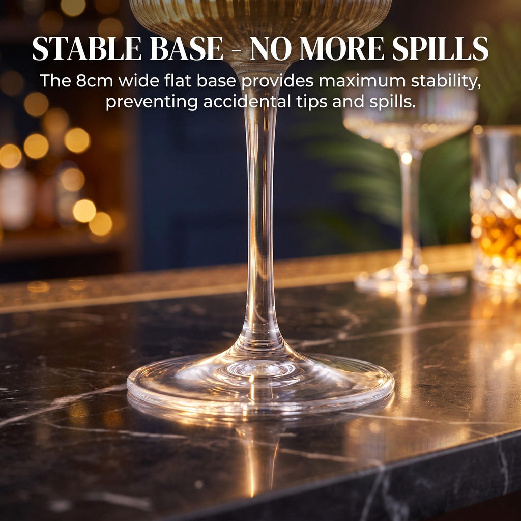 4 Pcs 10 oz Ribbed Coupe Glasses Set X243