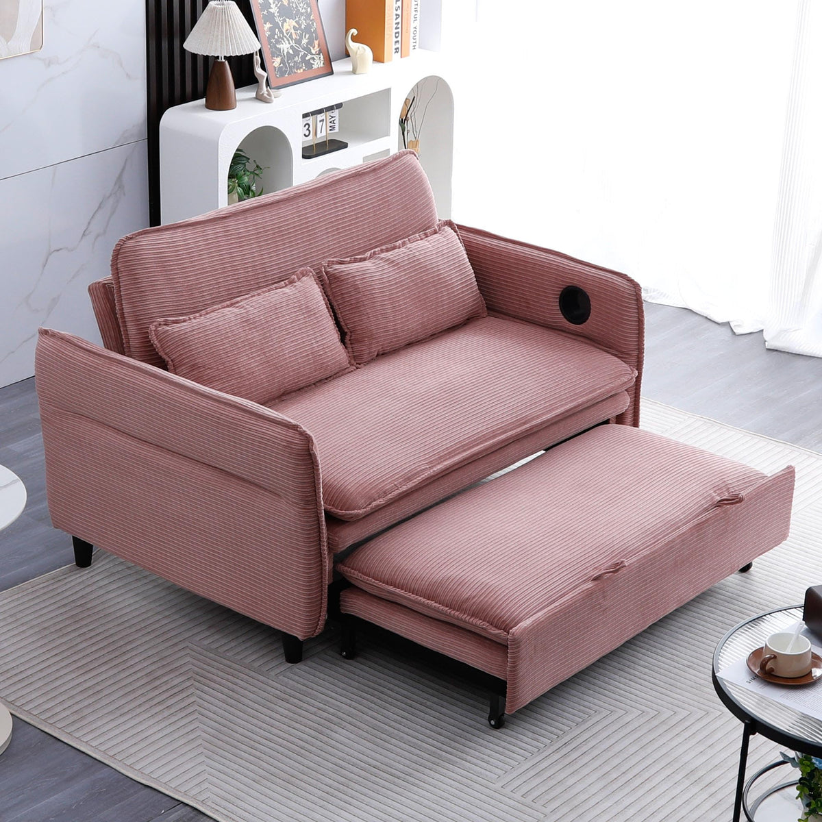 Pink Convertible Sleeper Sofa Bed M57468