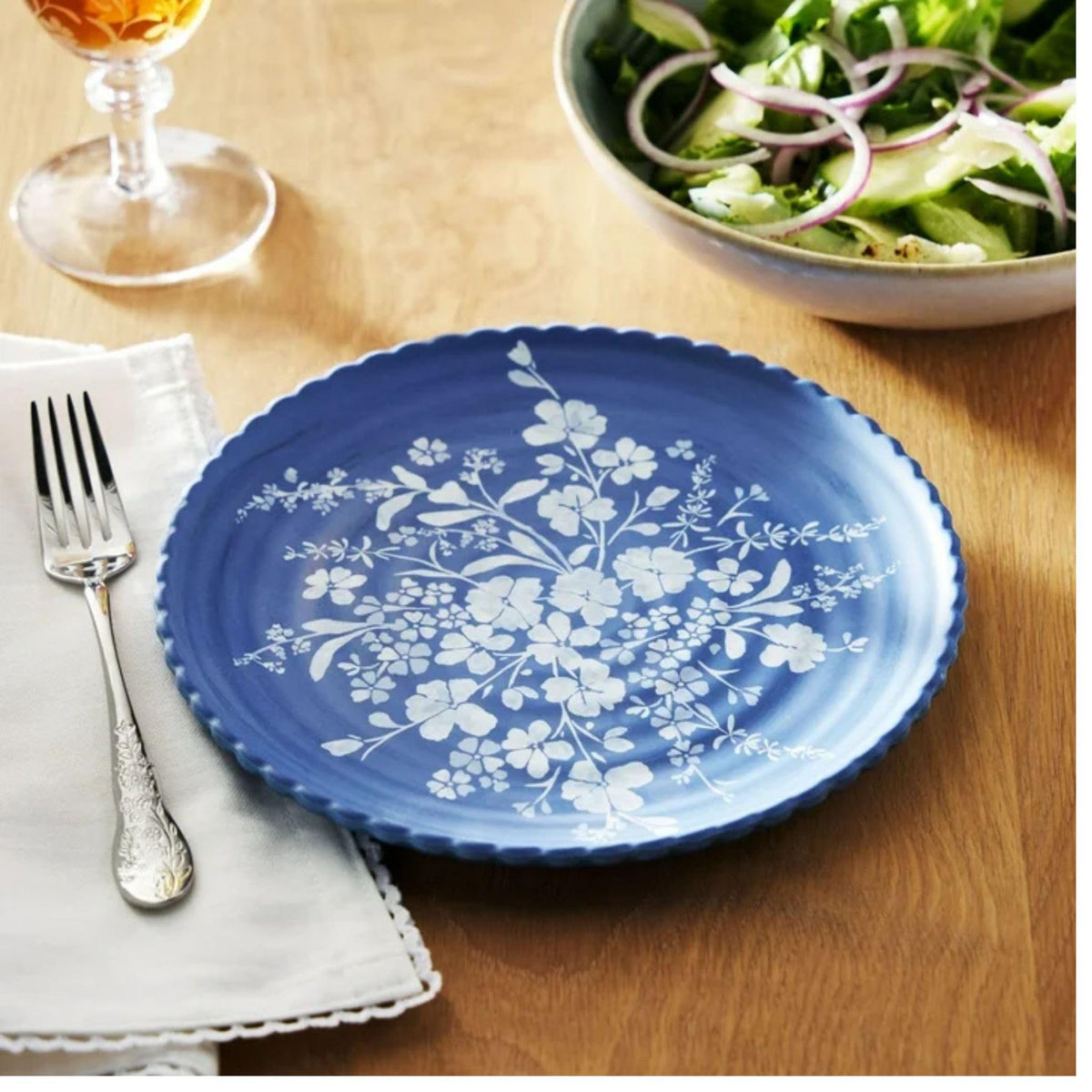 12-Piece Bamboo Melamine Dinnerware Set, Service for 4, Blue U801849