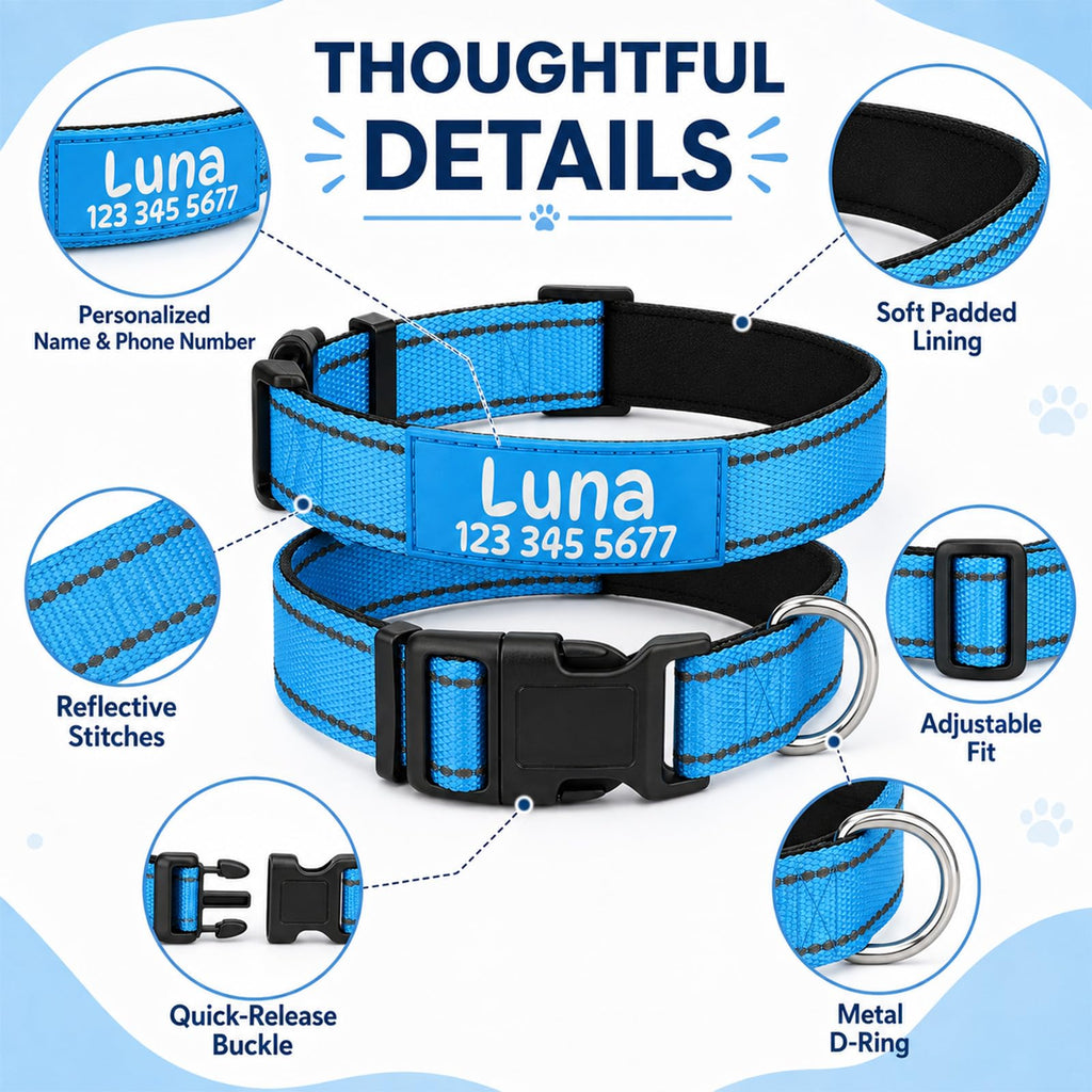 Adjustable Reflective Custom Dog Collar Y2489