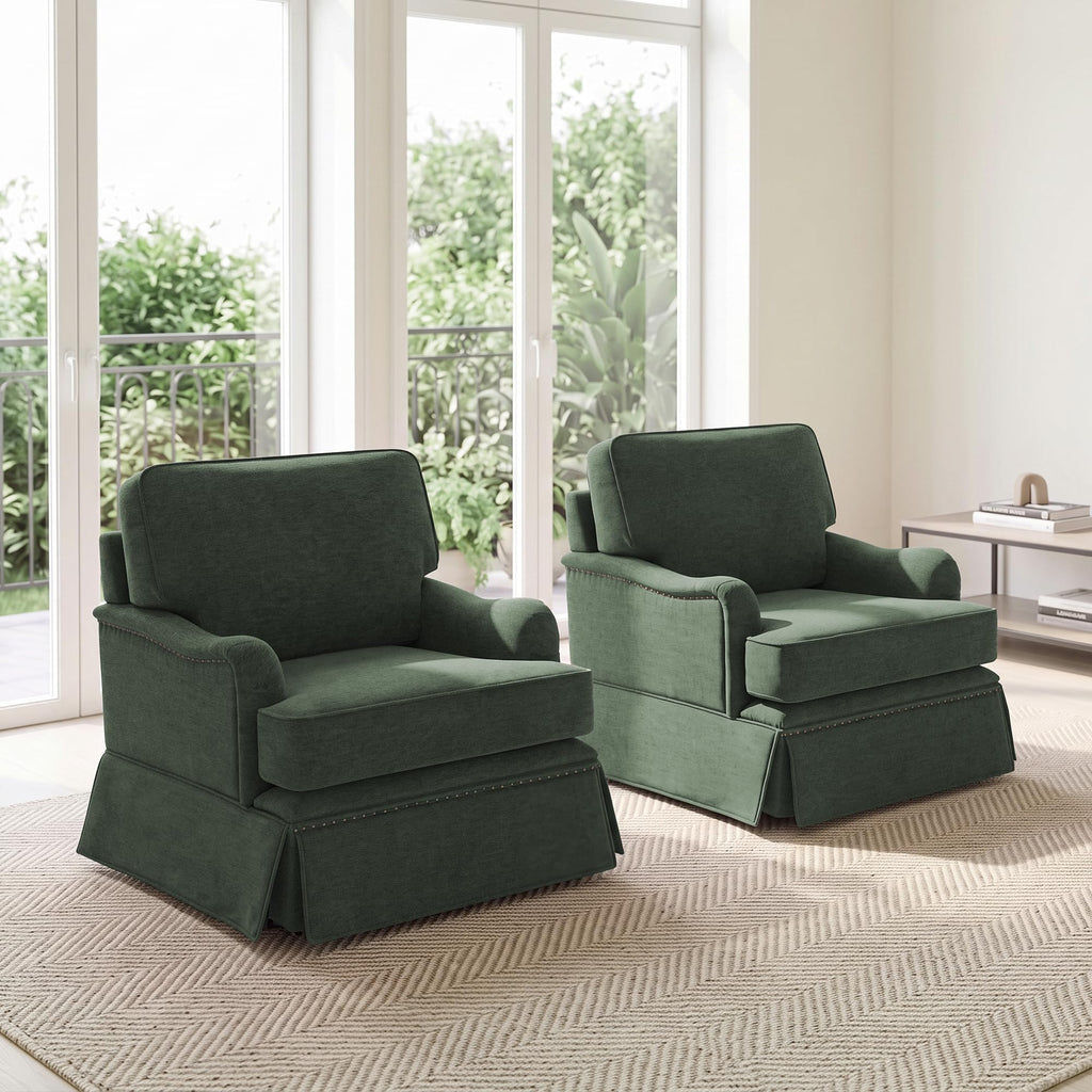 Green Swivel Accent Chair Set of 2 T7233