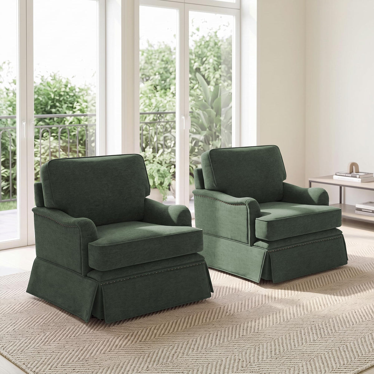 Green Swivel Accent Chair Set of 2 T7233