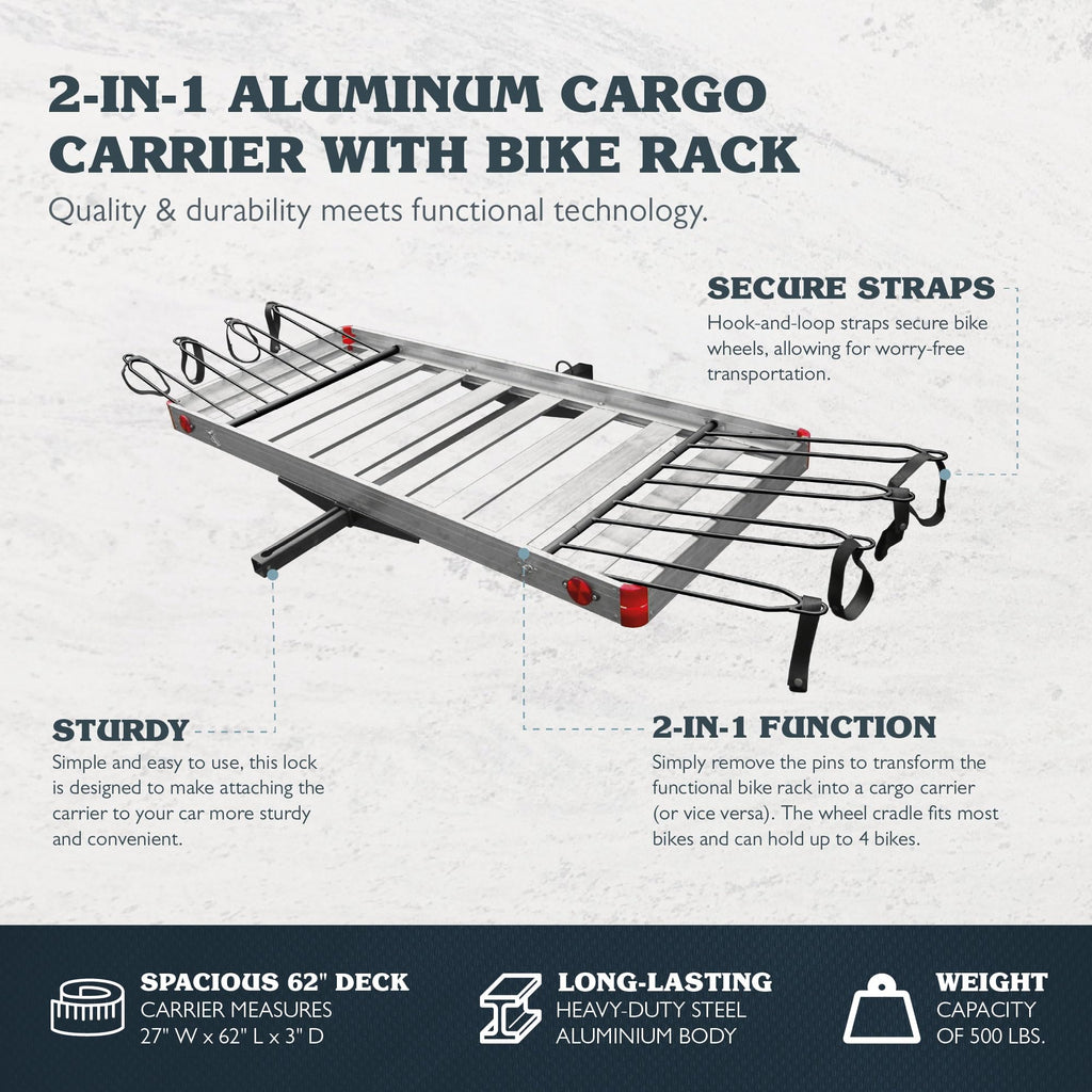 500 lb Aluminum 2-in-1 Hitch Cargo Carrier K399