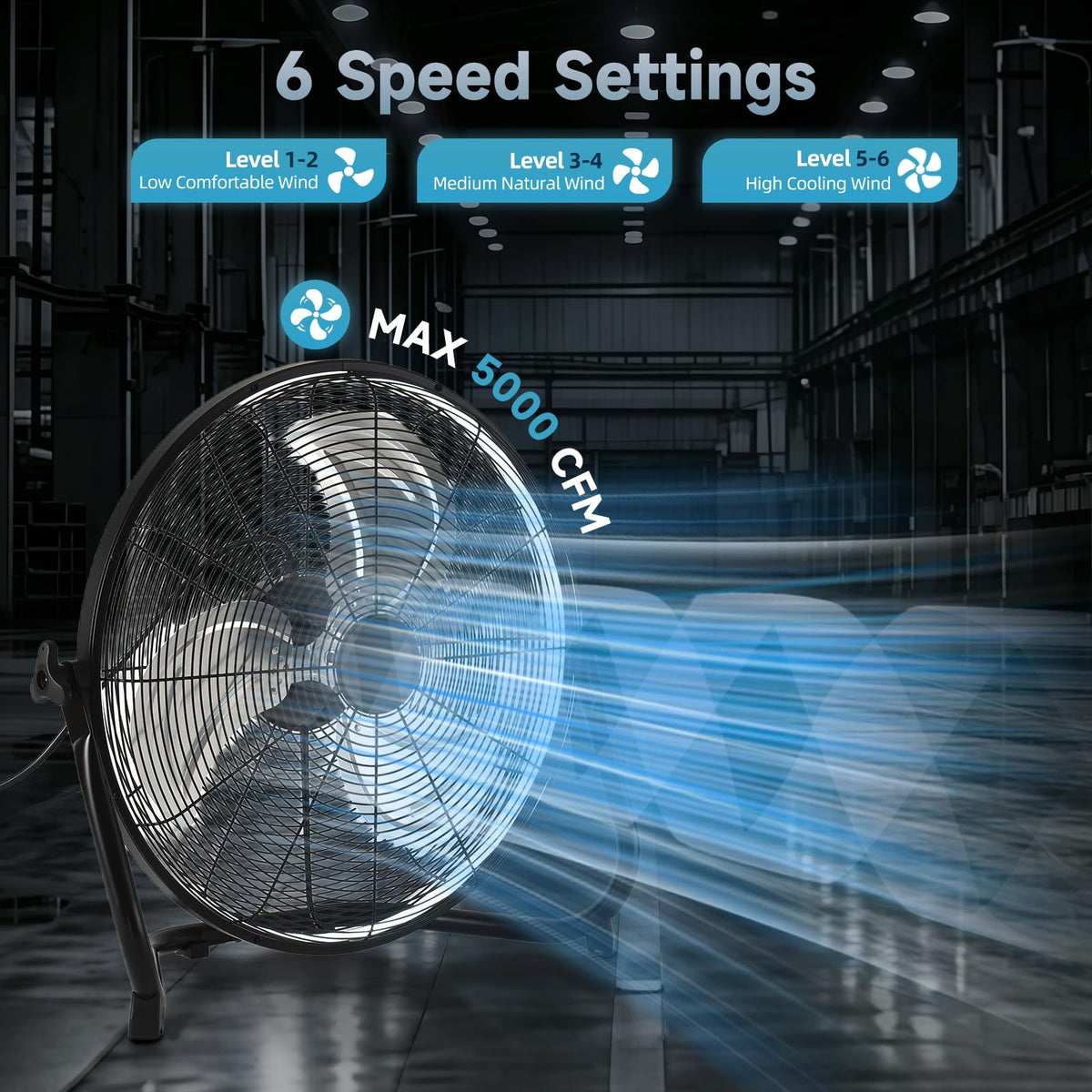 20" High Velocity Metal Floor Fan with Light B60156