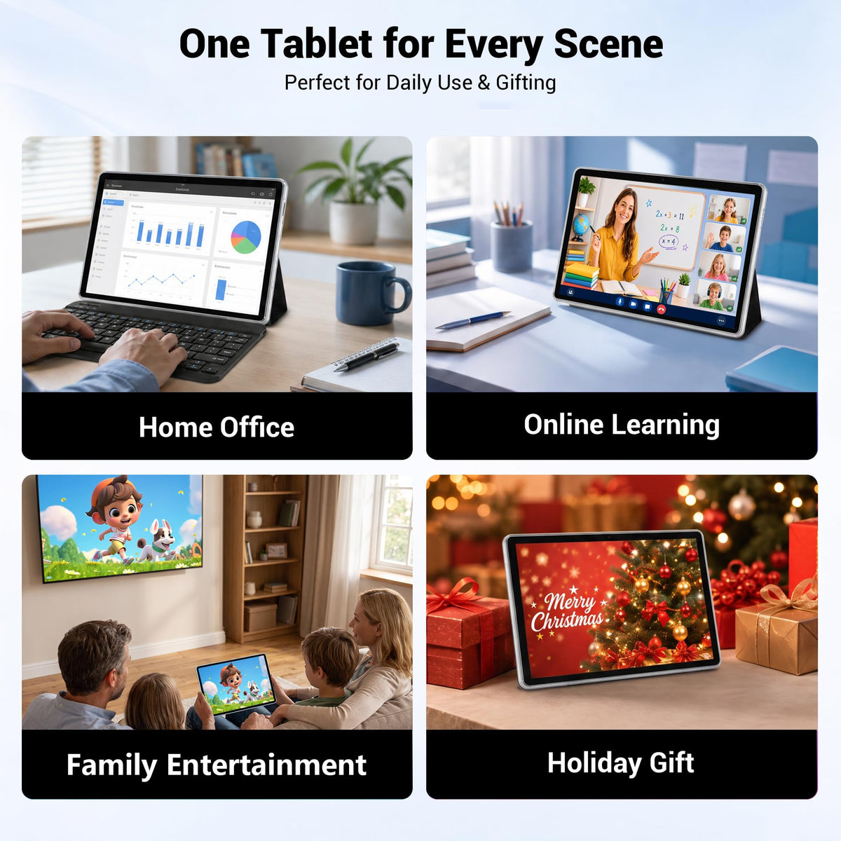 10.1" Android 16 Tablet with Keyboard, 30GB RAM 64GB ROM, Gray R5007