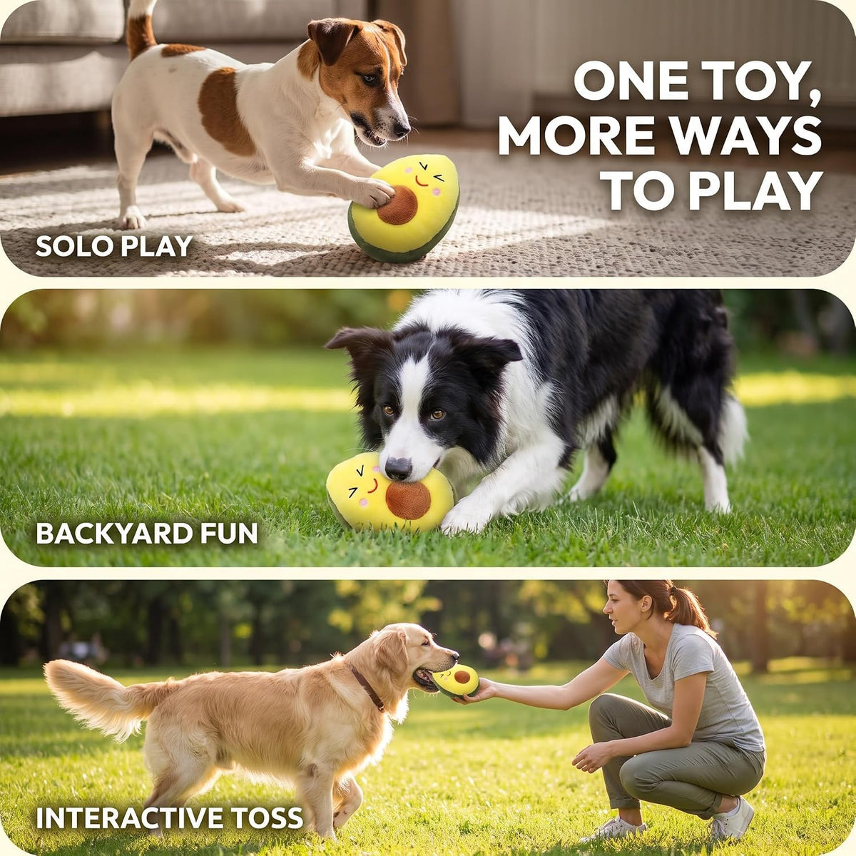 Yellow Soft Plush Avocado Dog Chew Toy F364