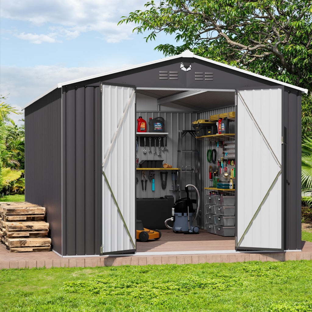 10x14 Metal Storage Shed with Lockable Doors P962235