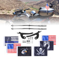 2 Pack Stainless Steel Flag Pole Mount Kit with 6pcs Flags D461