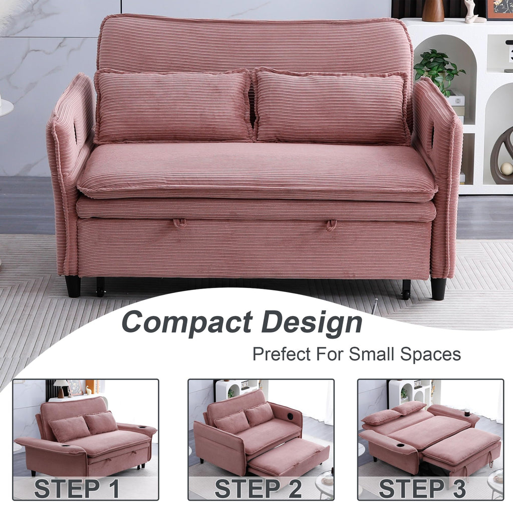 Pink Convertible Sleeper Sofa Bed M57468