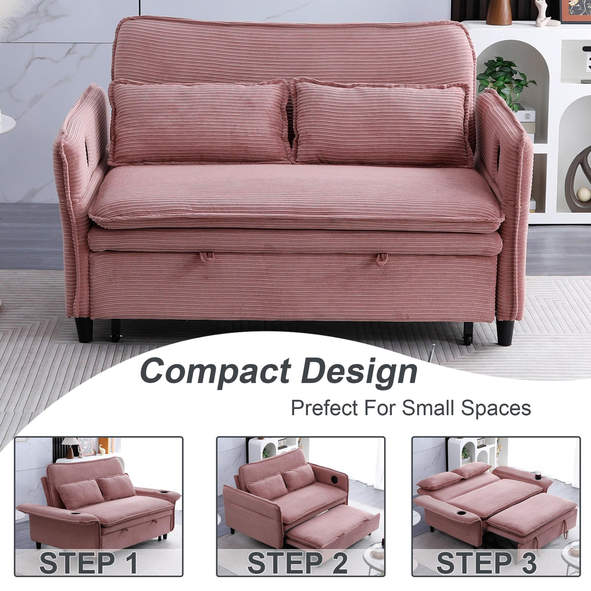 Pink Convertible Sleeper Sofa Bed M57468