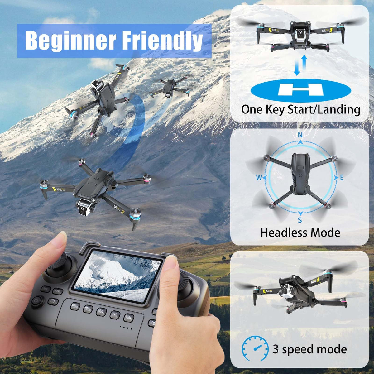 Brushless Drone with Camera, 2 Batteries Z414