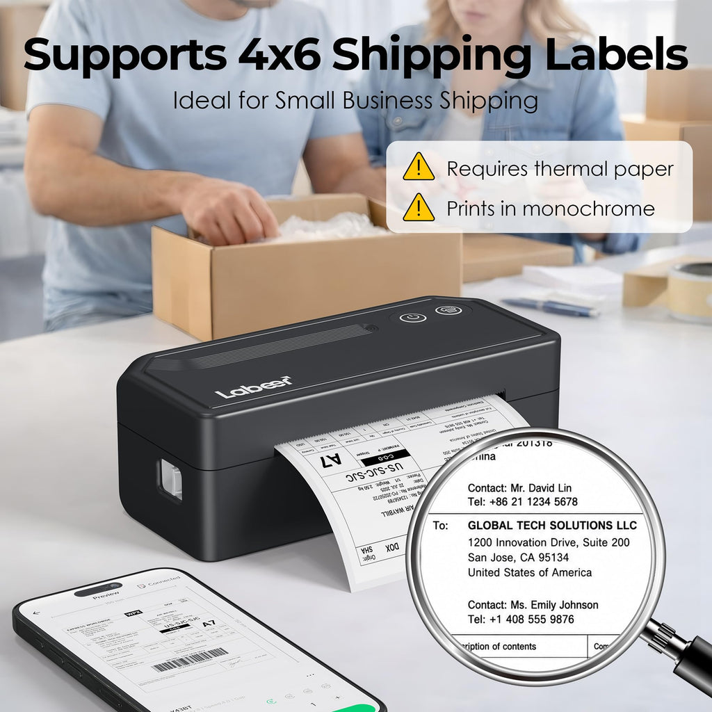 Bluetooth Thermal Shipping Label Printer Black F333897