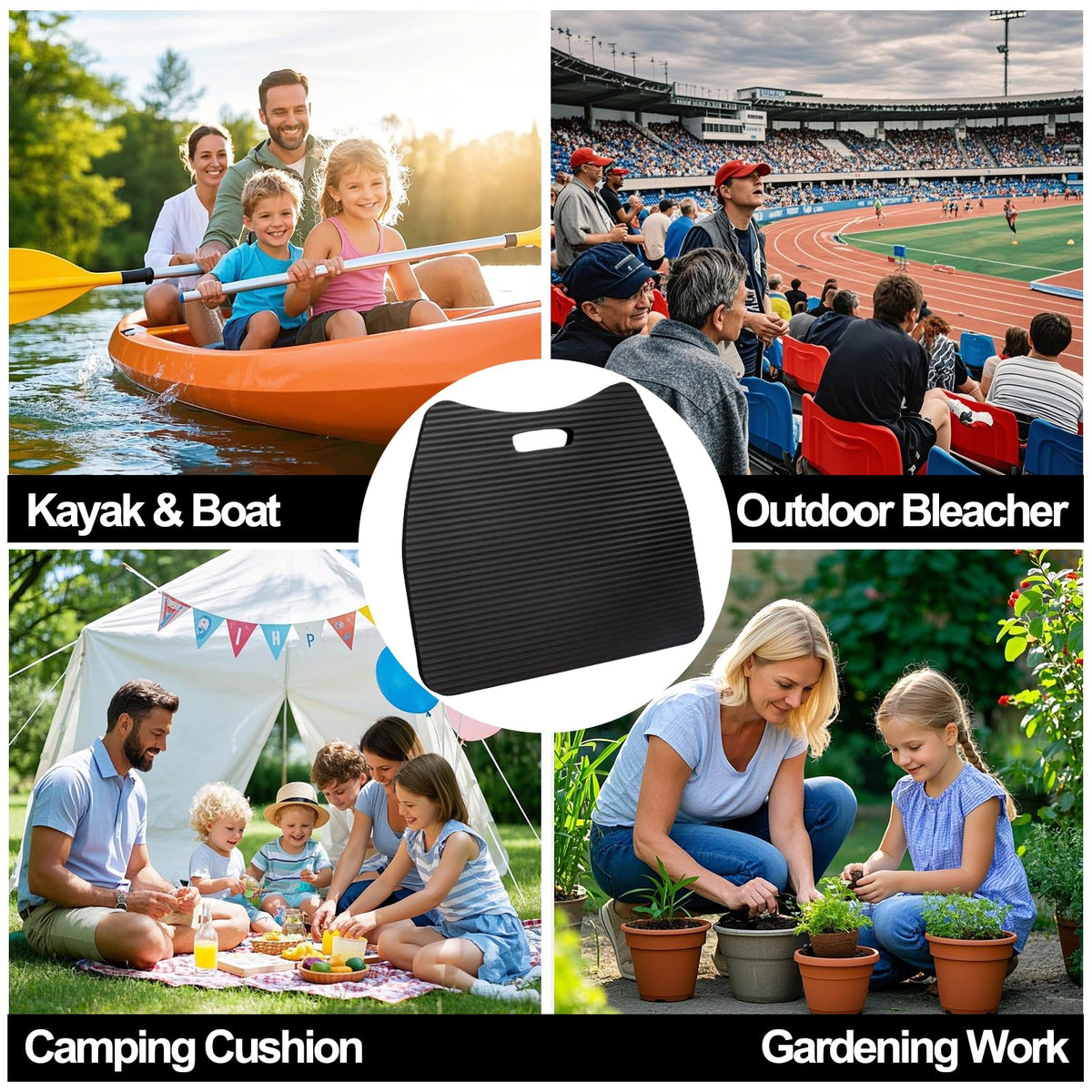 4 Pack Waterproof Portable Foam Stadium Seat Cushion with Handle E340