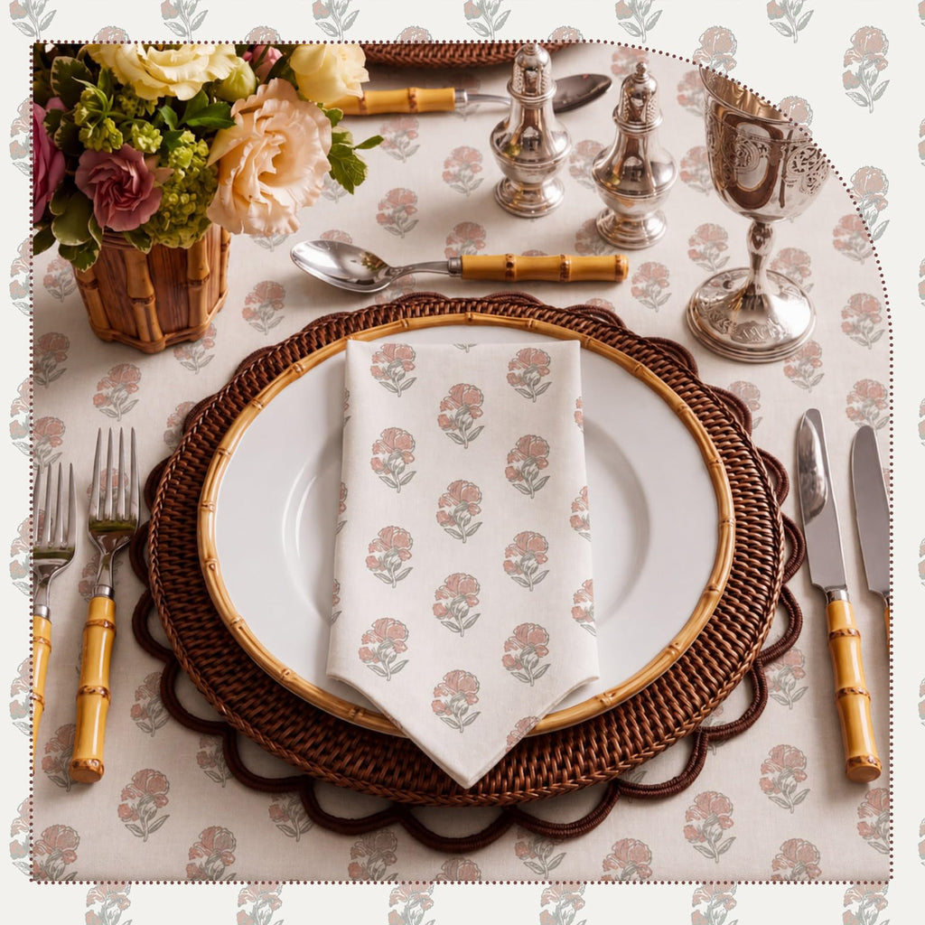 Linen Floral Cloth Napkins Set of 12 B5461