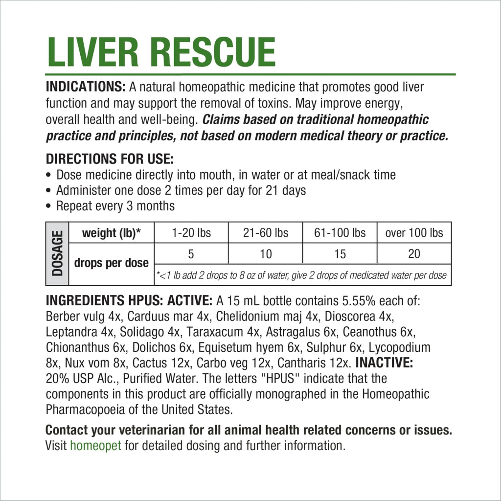Liver Rescue Supplement for Dogs and Cats 15 Milliliters N228740