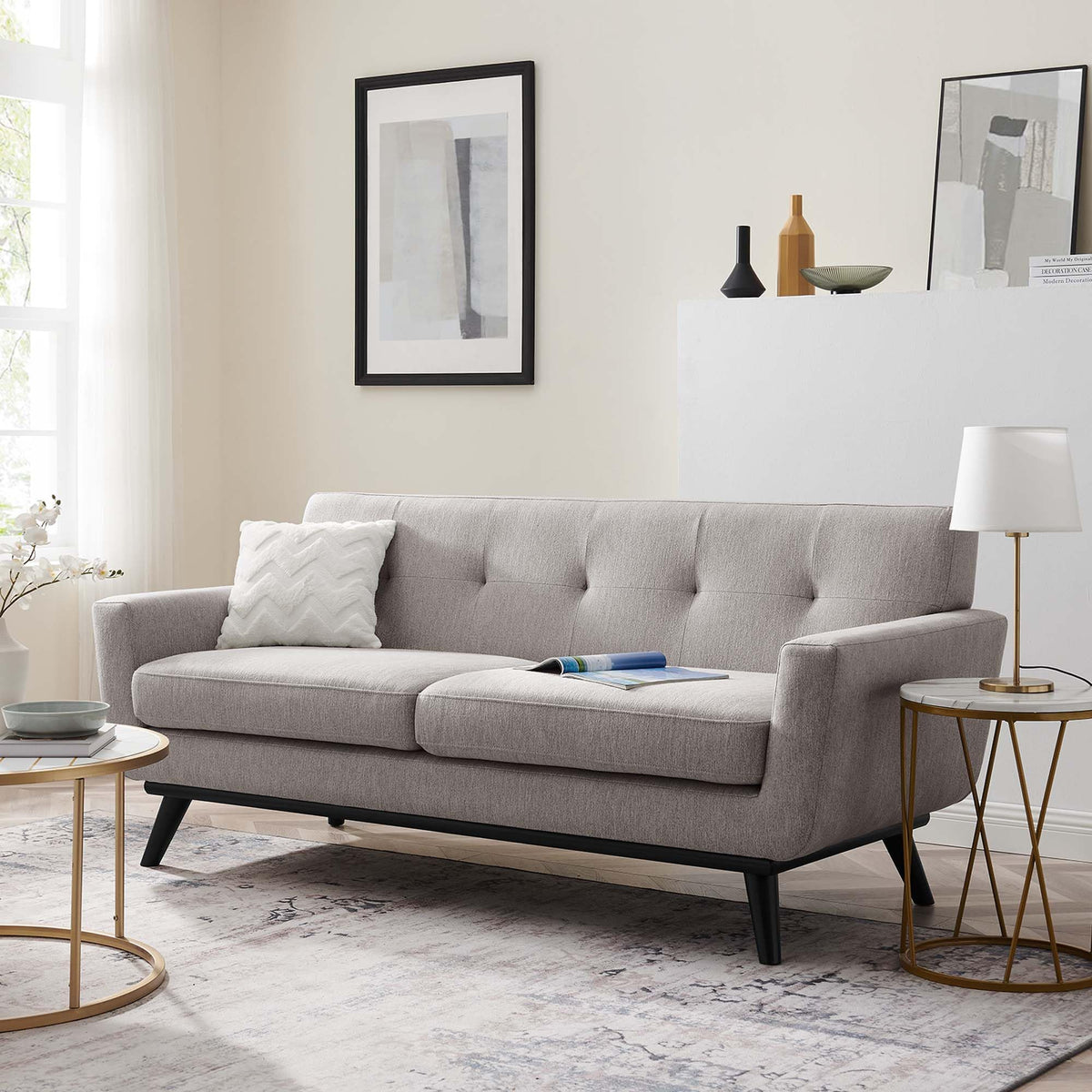 78 Inch Light Upholstered Loveseat F144721