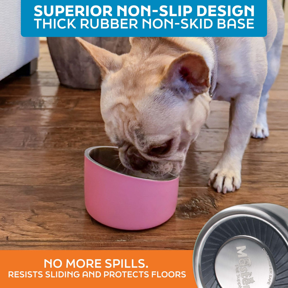 Stainless Steel Slanted Dog Cat Food Bowl 8 oz W596
