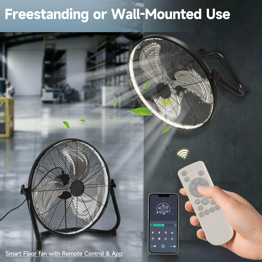 20" High Velocity Metal Floor Fan with Light B60156