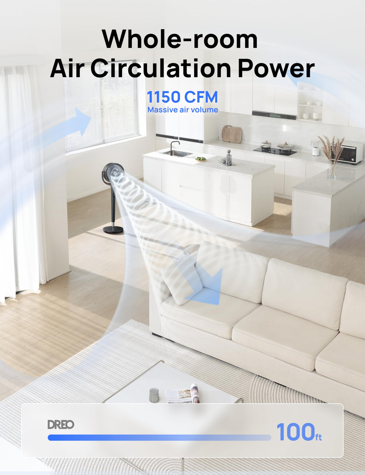 120° Oscillating Standing Fan, Quiet Floor Fan with DC Motor, 9 Speeds, 4 modes, 37-42" Adjustable Height, 9H Timer, Dark Gray E1469
