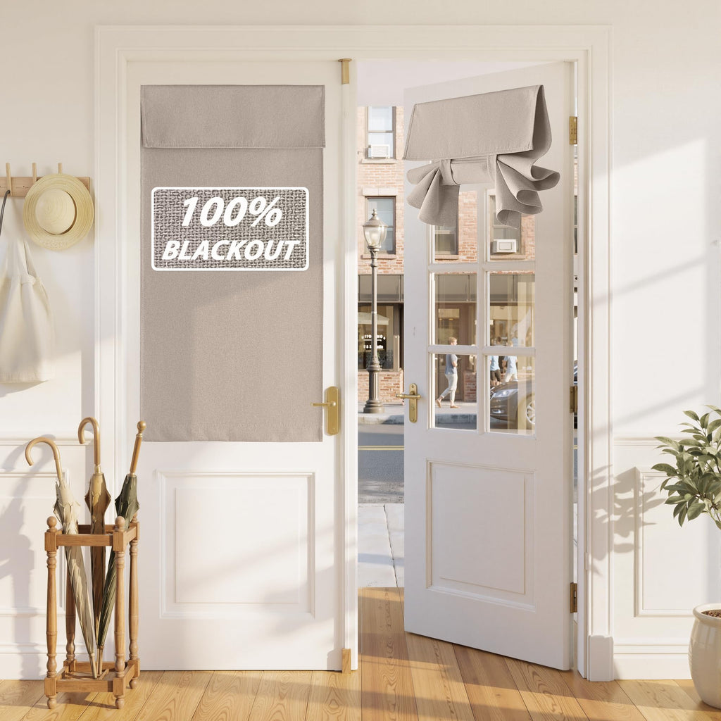 100% Blackout Linen French Door Curtain S661