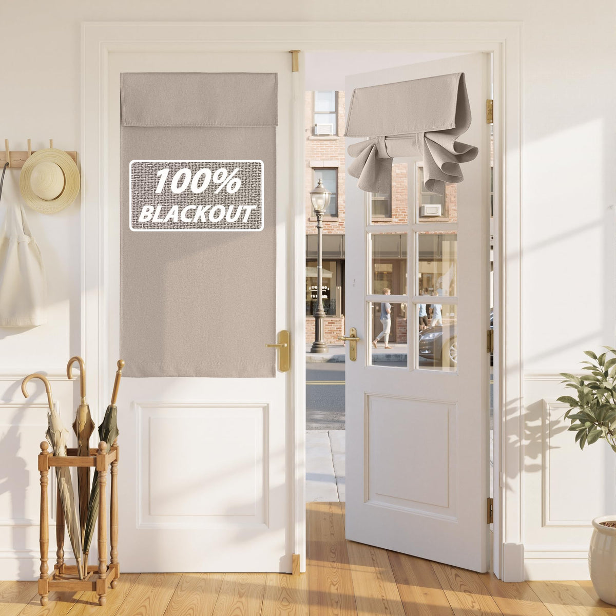 100% Blackout Linen French Door Curtain S661