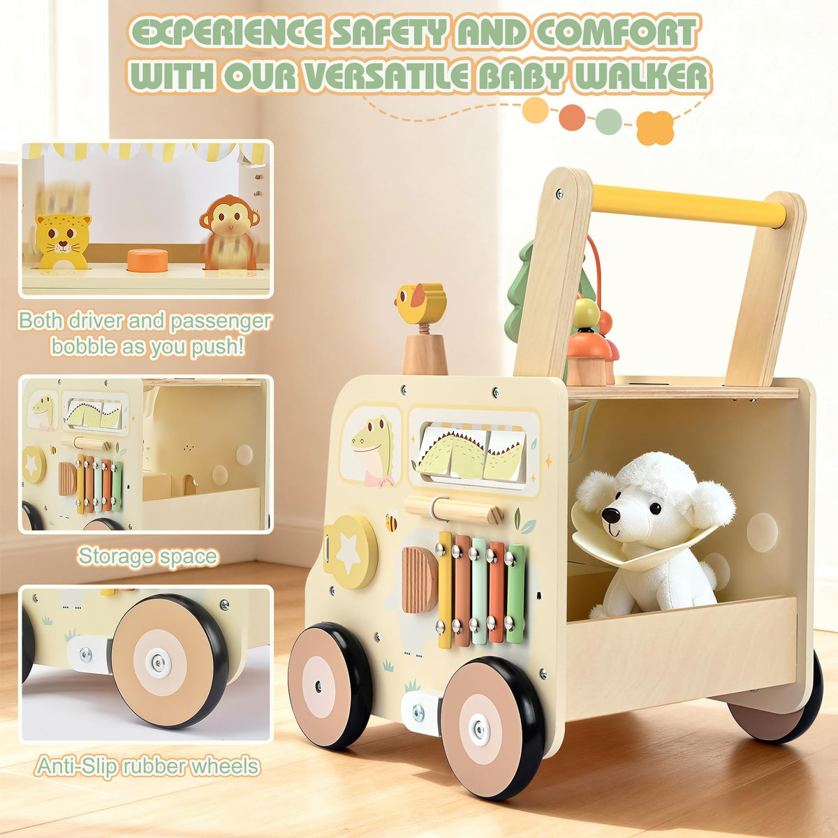 Wooden Activity Cube Push Walker C565679