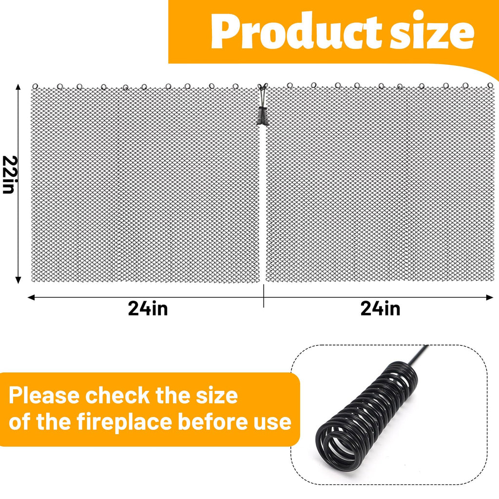 2 Pack Black Metal Fireplace Mesh Screen Curtain G875