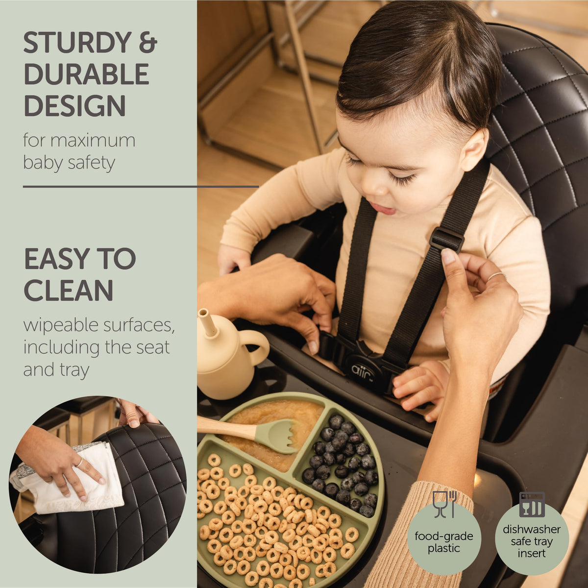 Convertible Wooden High Chair with Adjustable Height Q89376
