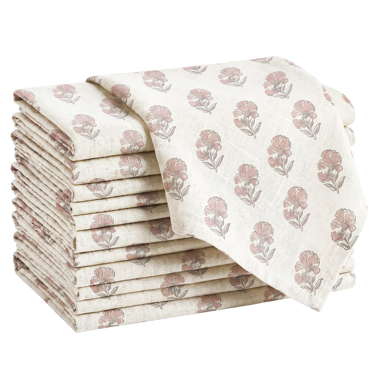 Linen Floral Cloth Napkins Set of 12 B5461