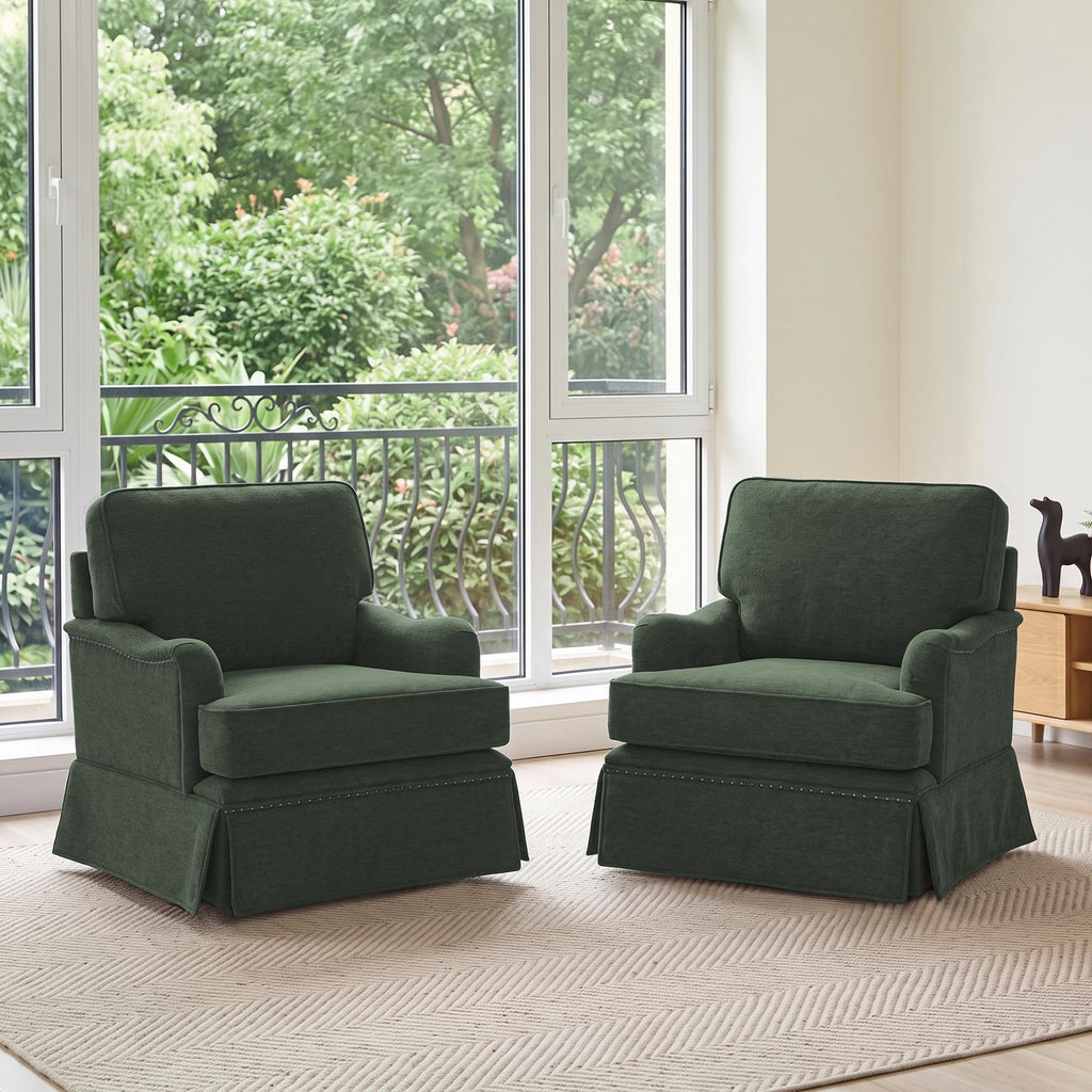 Green Swivel Accent Chair Set of 2 T7233
