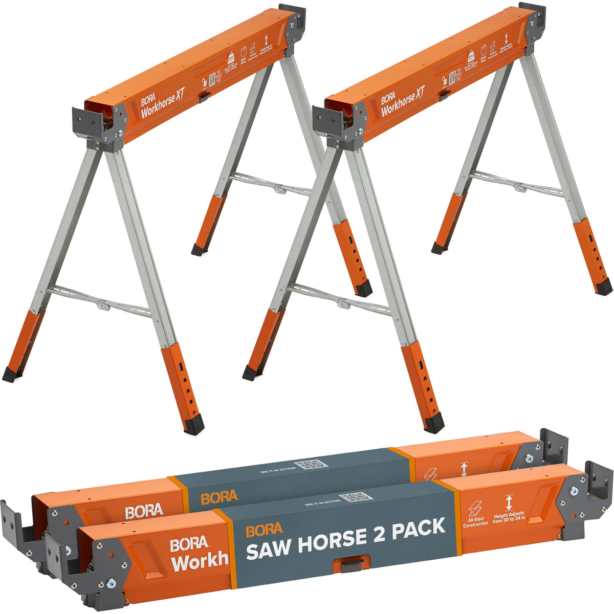 2 Pack Adjustable Folding Heavy Duty Sawhorse S855